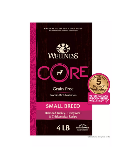 Alimento seco para perros adultos de razas pequeñas Wellness® CORE®: fórmula original, natural y sin cereales