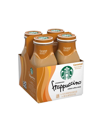 Pack Starbucks Frappuccino 4 botellas de vidrio 281ml (variedad sabores)