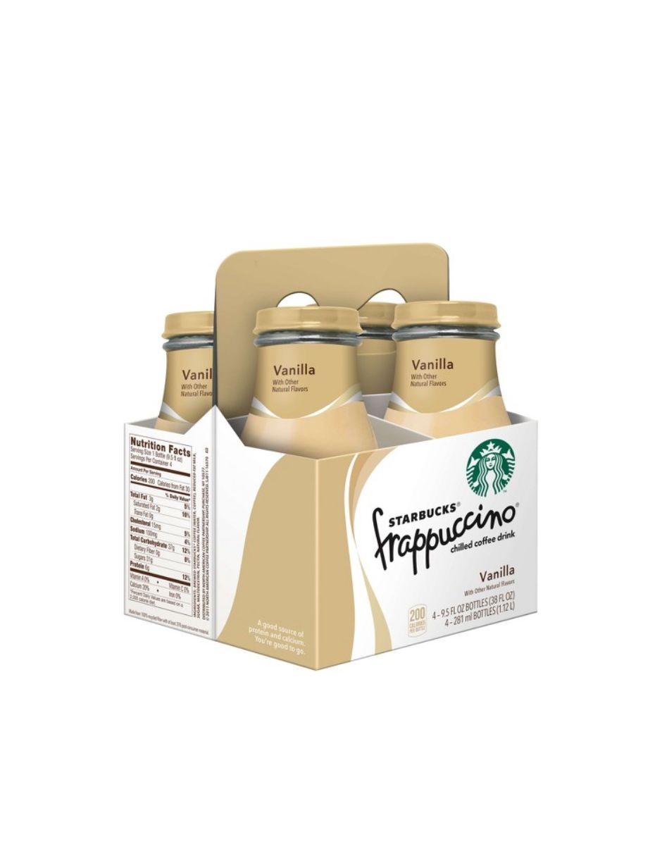 Pack Starbucks Frappuccino 4 botellas de vidrio 281ml (variedad sabores)