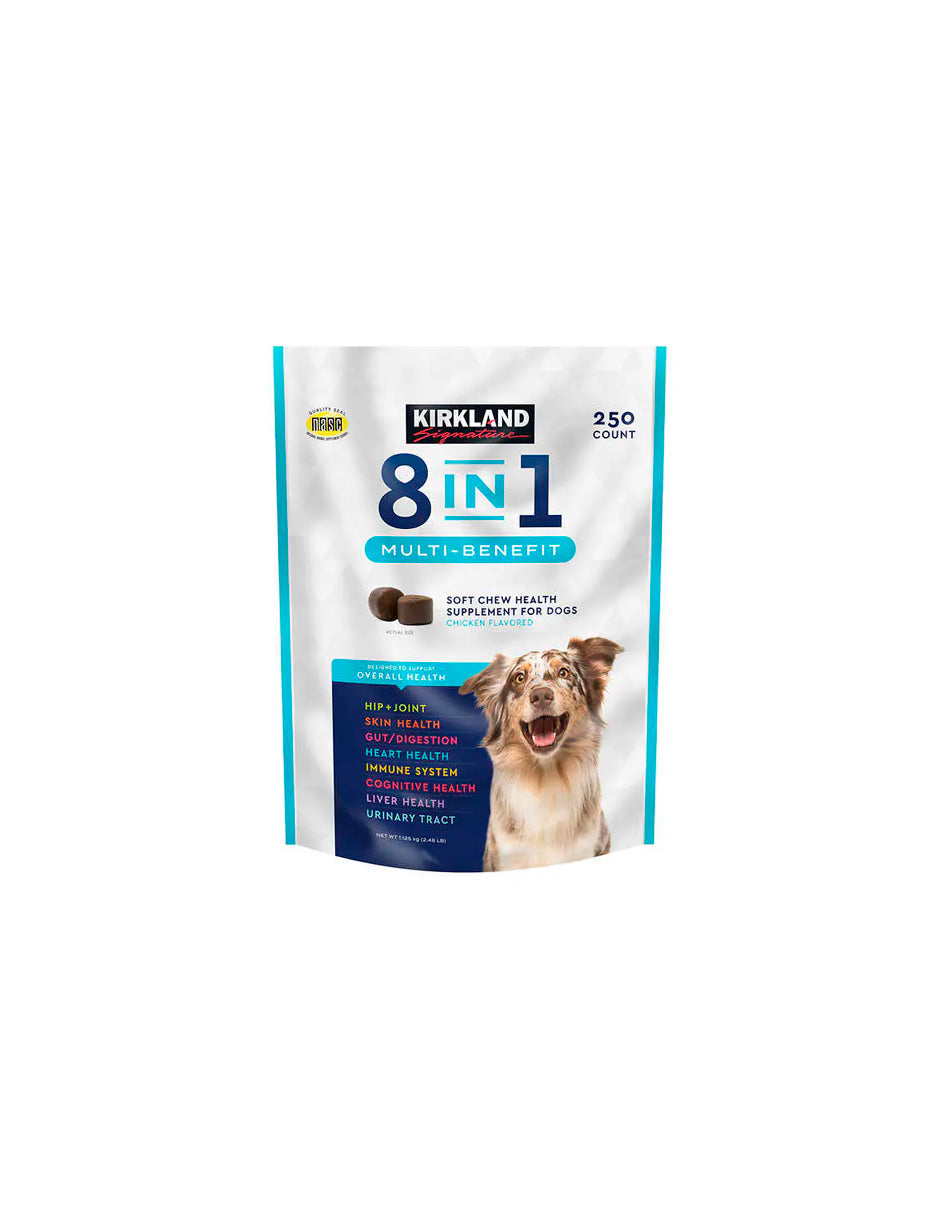 Kirkland Signature Masticables blandos multibeneficios 8 en 1 para perros, 250 unidades