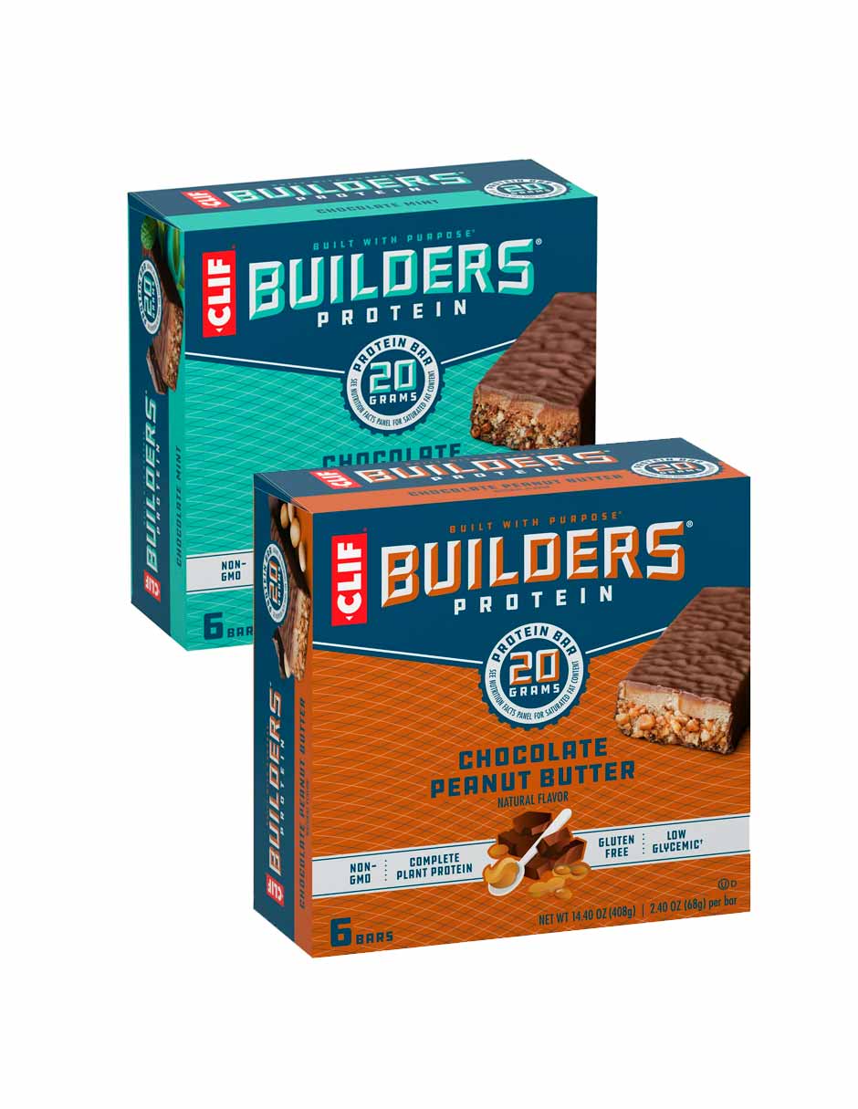 Barras de proteína CLIF Builders, sin gluten, 20 g de proteína, chocolate 6 barras