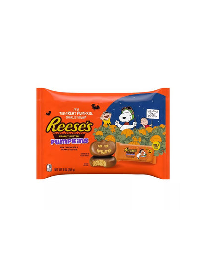 Chocolates con leche y mantequilla de cacahuate, REESE’S forma de calabaza 255gr