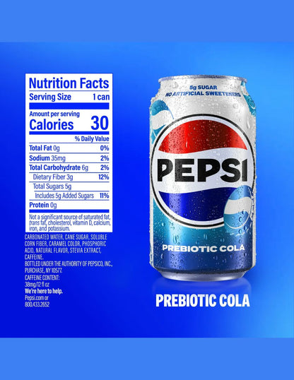 Refresco de Cola Prebiótico Pepsi 8 Latas 355 ml