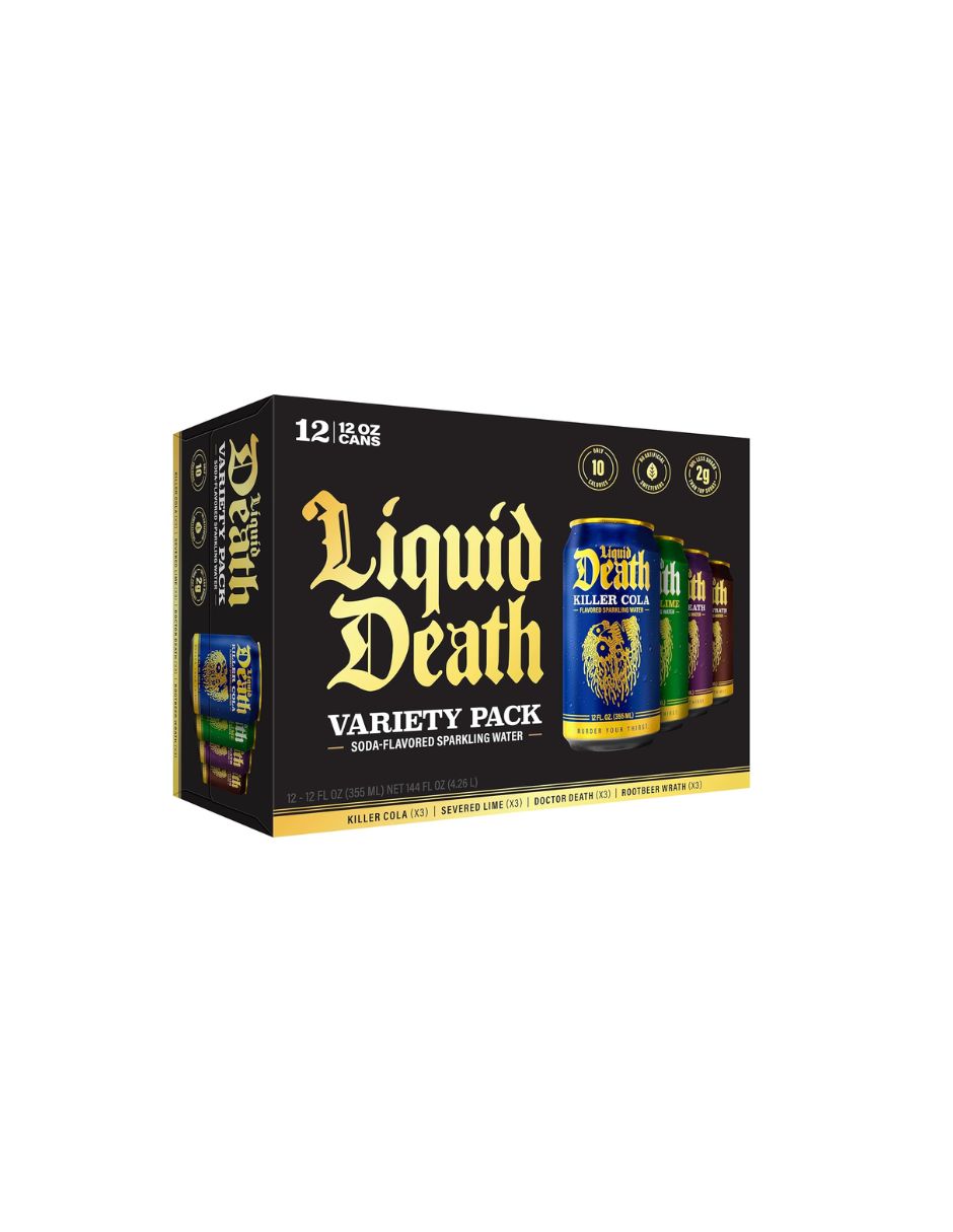 Agua Mineral Saborizada Liquid Death Variado 12 Latas 355 ml