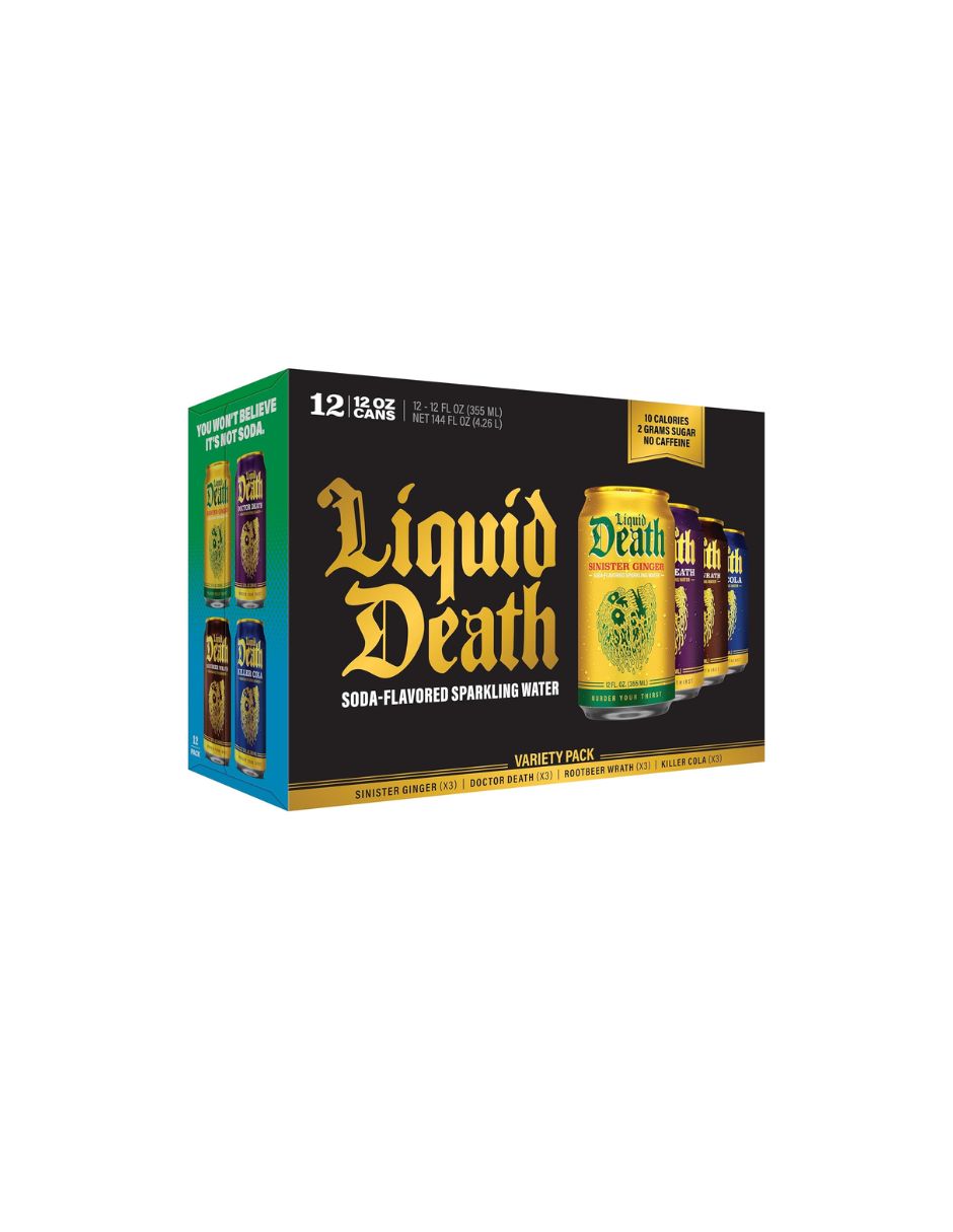 Agua Mineral Saborizada Liquid Death Variedad 12 Latas 355 ml