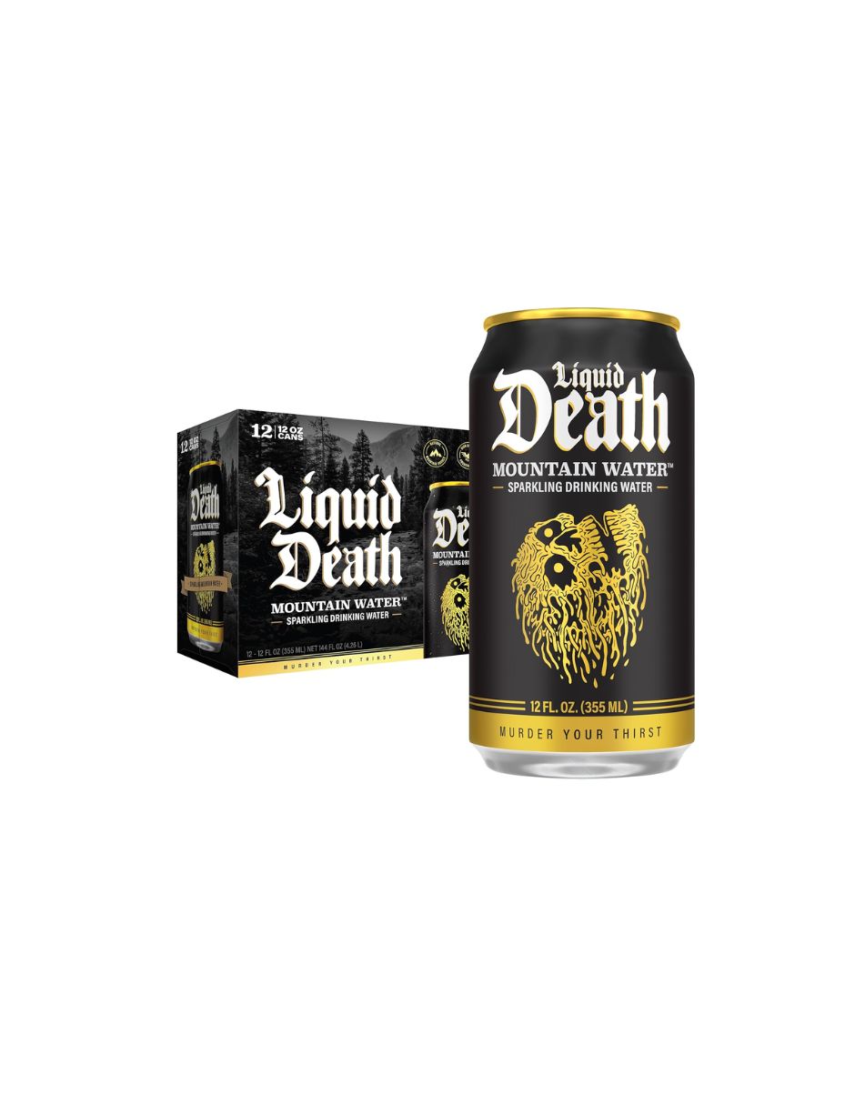 Agua Mineral Gasificada Liquid Death Montaña 12 Latas 355 ml