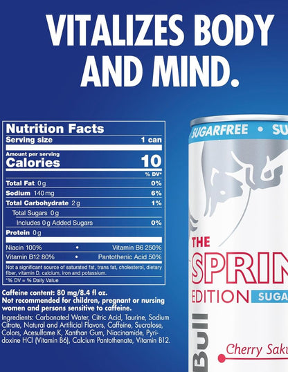 Bebida Energética Red Bull Sin Azúcar Cereza 24x250 ml