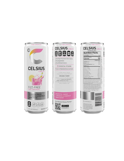 Bebida Energética Celsius Limonada Rosa Sin Gas 355 ml 12 pack