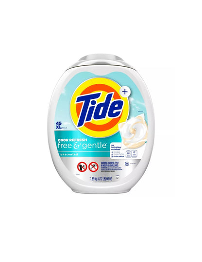 Cápsulas Detergente Tide Free Gentle Sin Aroma 45 Piezas