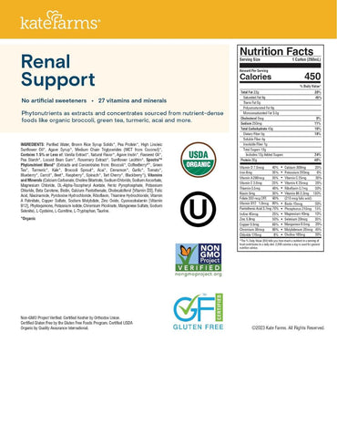 Bebida Nutricional Kate Farms Vainilla Apoyo Renal 12 pack