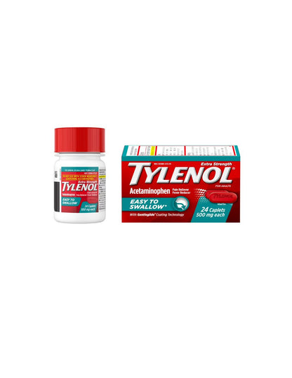 Analgésico Tylenol Extra Fuerte Acetaminofén 24 Tabletas Fáciles de Tragar