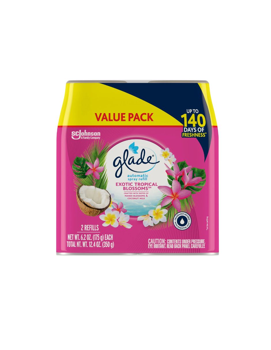 Repuesto Spray Automático Glade Tropical 2 Piezas 183 ml