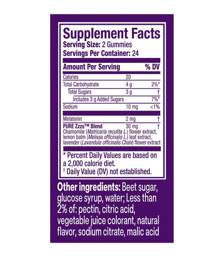 Gomitas Melatonina ZzzQuil Pure Zzzs 2 mg 48 Piezas