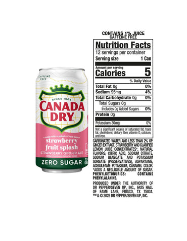 Refresco Ginger Ale Canada Dry Fresa Sin Azúcar 12x355 ml