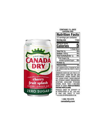 Refresco Ginger Ale Canada Dry Cereza Sin Azúcar 12x355 ml