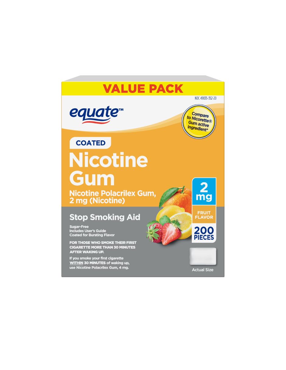 Chicle Nicotina Equate Sabor Fruta 2 mg 200 Piezas