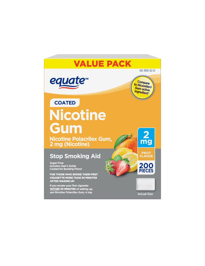 Chicle Nicotina Equate Sabor Fruta 2 mg 200 Piezas