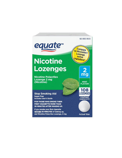 Pastillas Nicotina Equate Menta 2 mg 108 Piezas