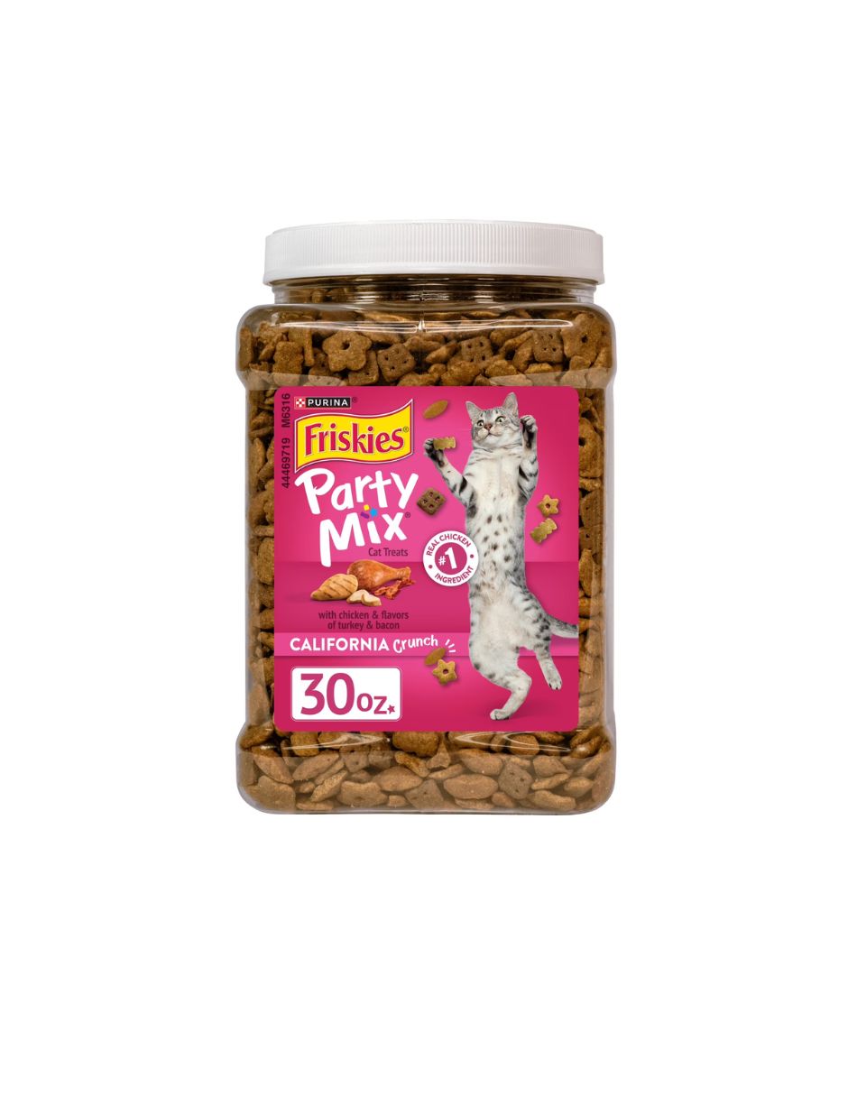 Premios Friskies Party Mix Pollo y Sabores de Pavo y Tocino Gato 850 g