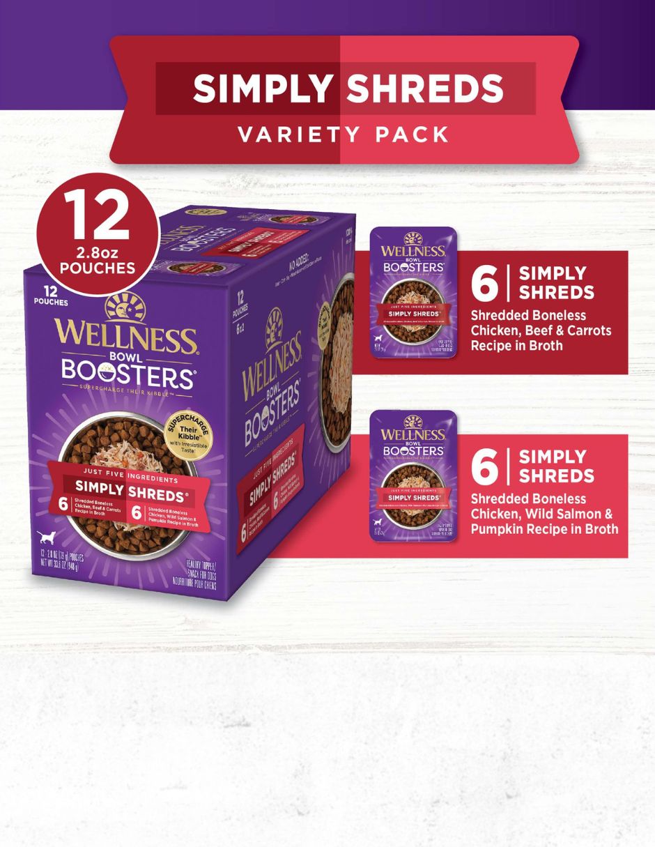 Complemento Alimento Wellness Simply Shreds Perro 12 Sobres 948 g