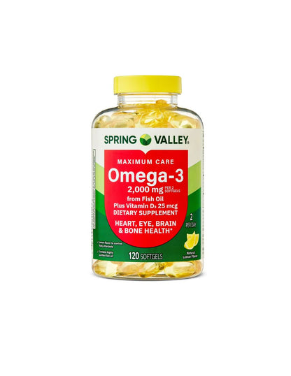 Omega 3 Spring Valley Aceite de Pescado 2000 mg 120 Cápsulas