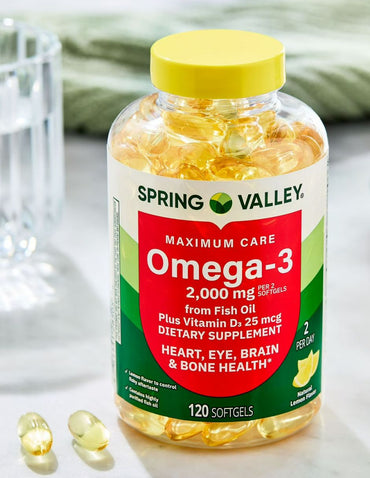 Omega 3 Spring Valley Aceite de Pescado 2000 mg 120 Cápsulas