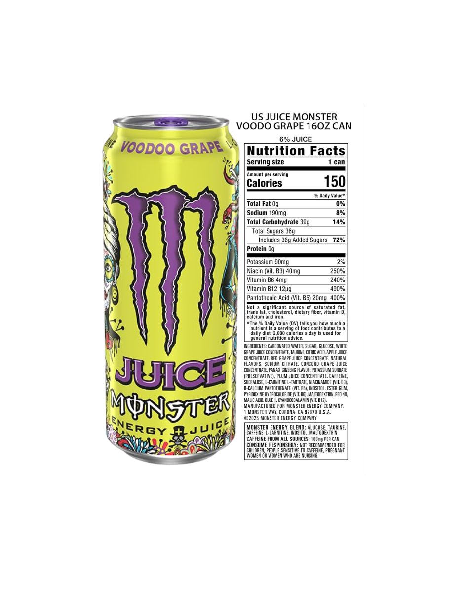 Monster Voodoo Grape Bebida Energética 15 Latas 7.1 L