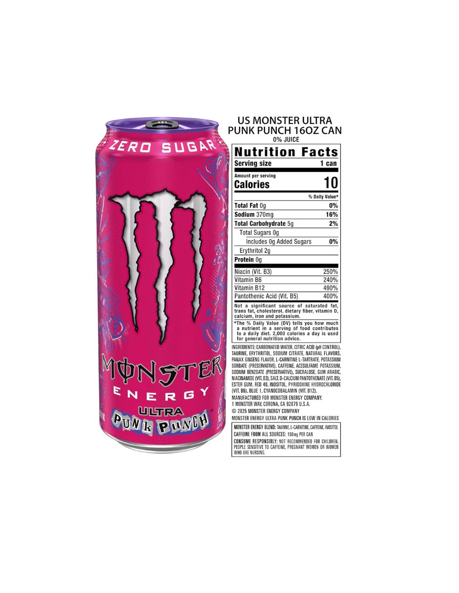 Monster Ultra Punk Punch Sin Azúcar 15 Latas 7.1 L