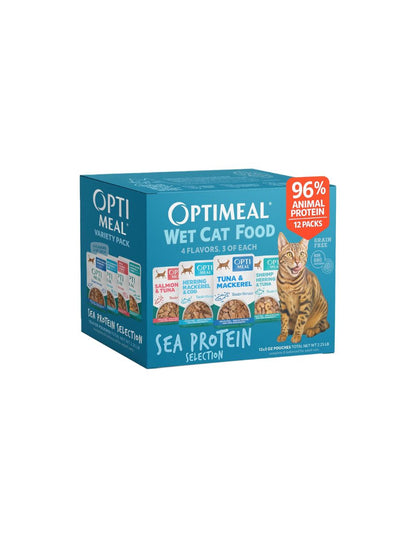 Comida Húmeda Optimeal Mariscos Gato 12 Sobres