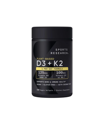 Vitamina D3 + K2 Sports Research 160 Cápsulas Veganas