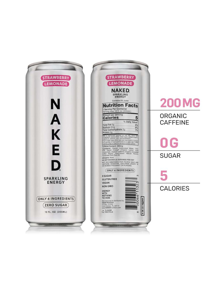 Bebida Energética Naked Limonada Fresa 12 Latas