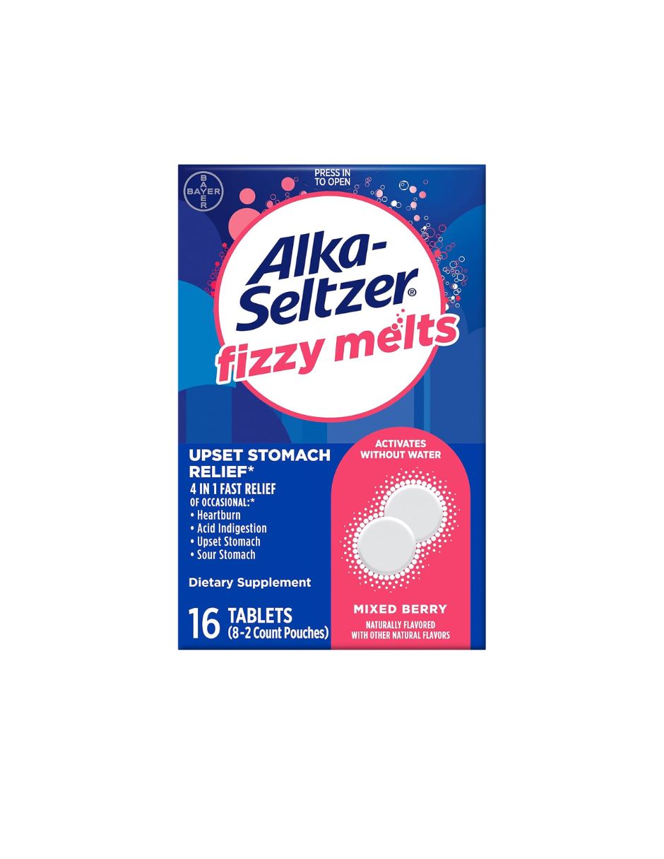 Alka-Seltzer Fizzy Melts Naranja no necesita agua 16 Tabletas