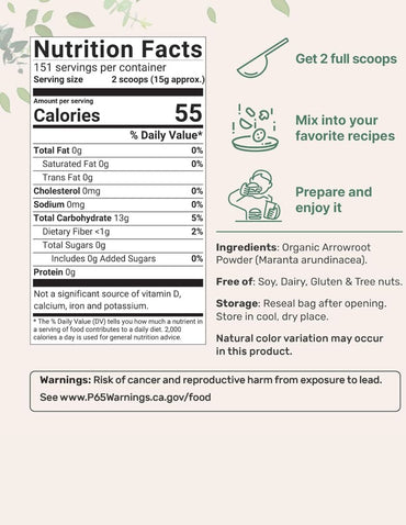 Micro Ingredients Arrurruz Orgánico en Polvo 2.27 kg