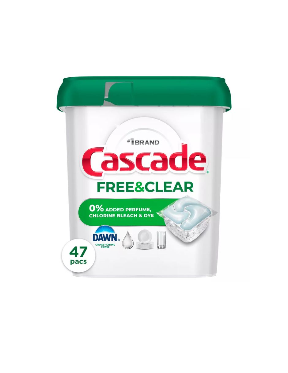 Cápsulas Lavavajillas Cascade Sin Perfume 47 pods