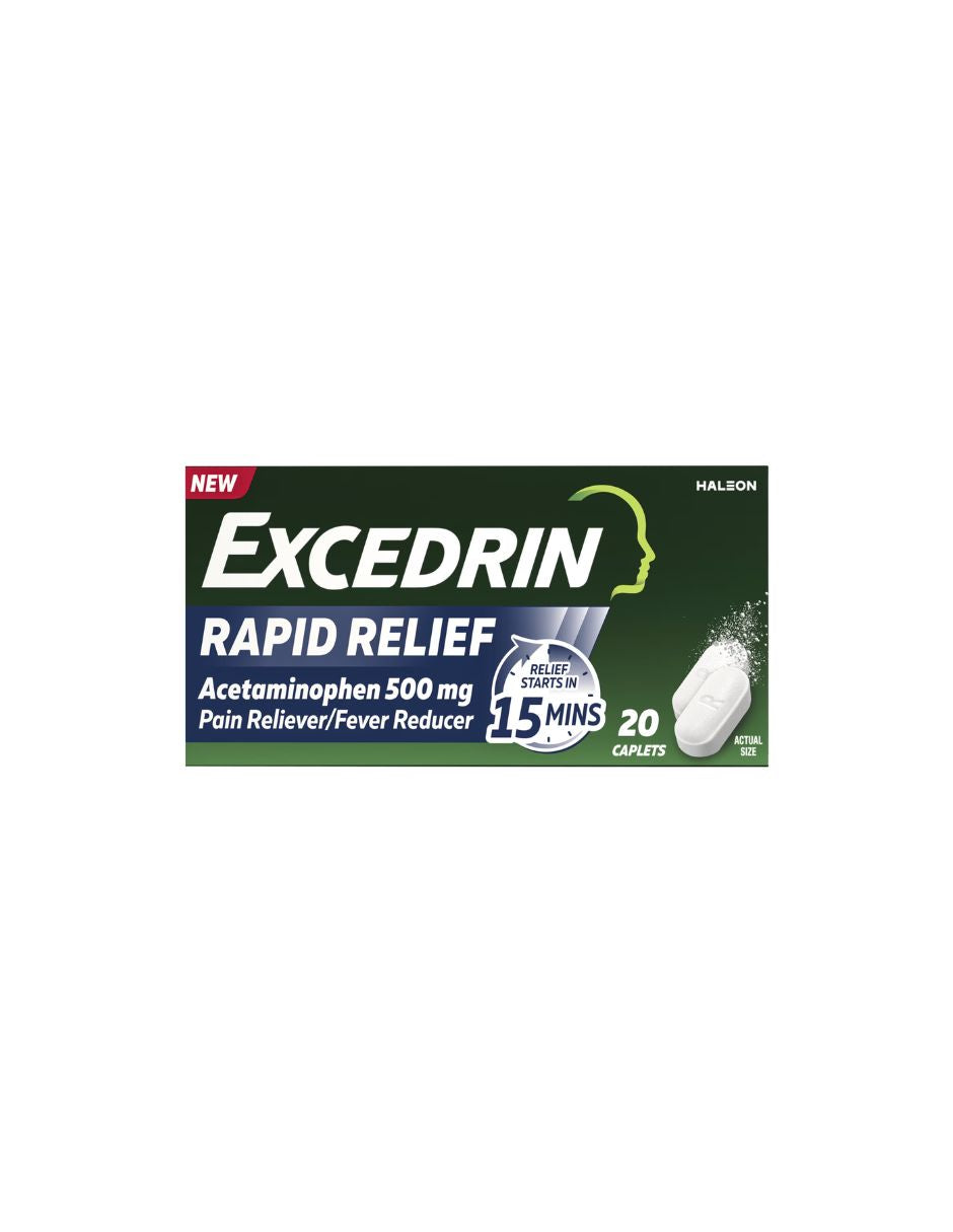 Tabletas Excedrin Alivio Rápido 500 mg 20 tabletas