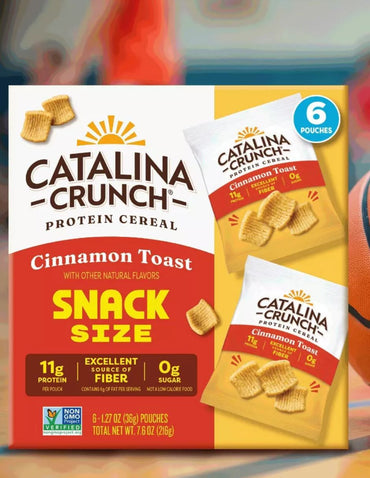 Cereal Catalina Crunch Canela con Proteína 36 g, 6 bolsas individuales