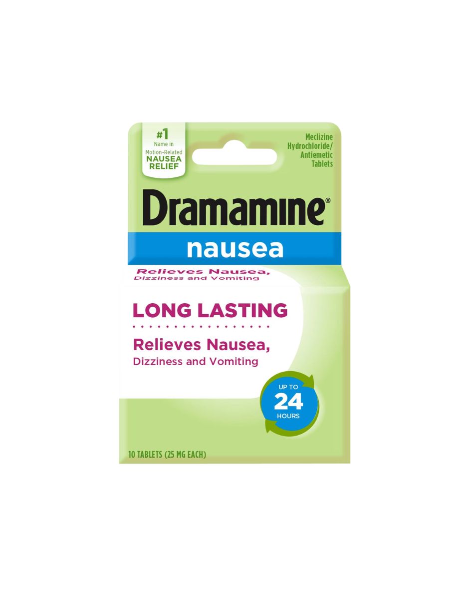 Tabletas Dramamine Náuseas 25 mg 10 Piezas