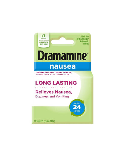 Tabletas Dramamine Náuseas 25 mg 10 Piezas