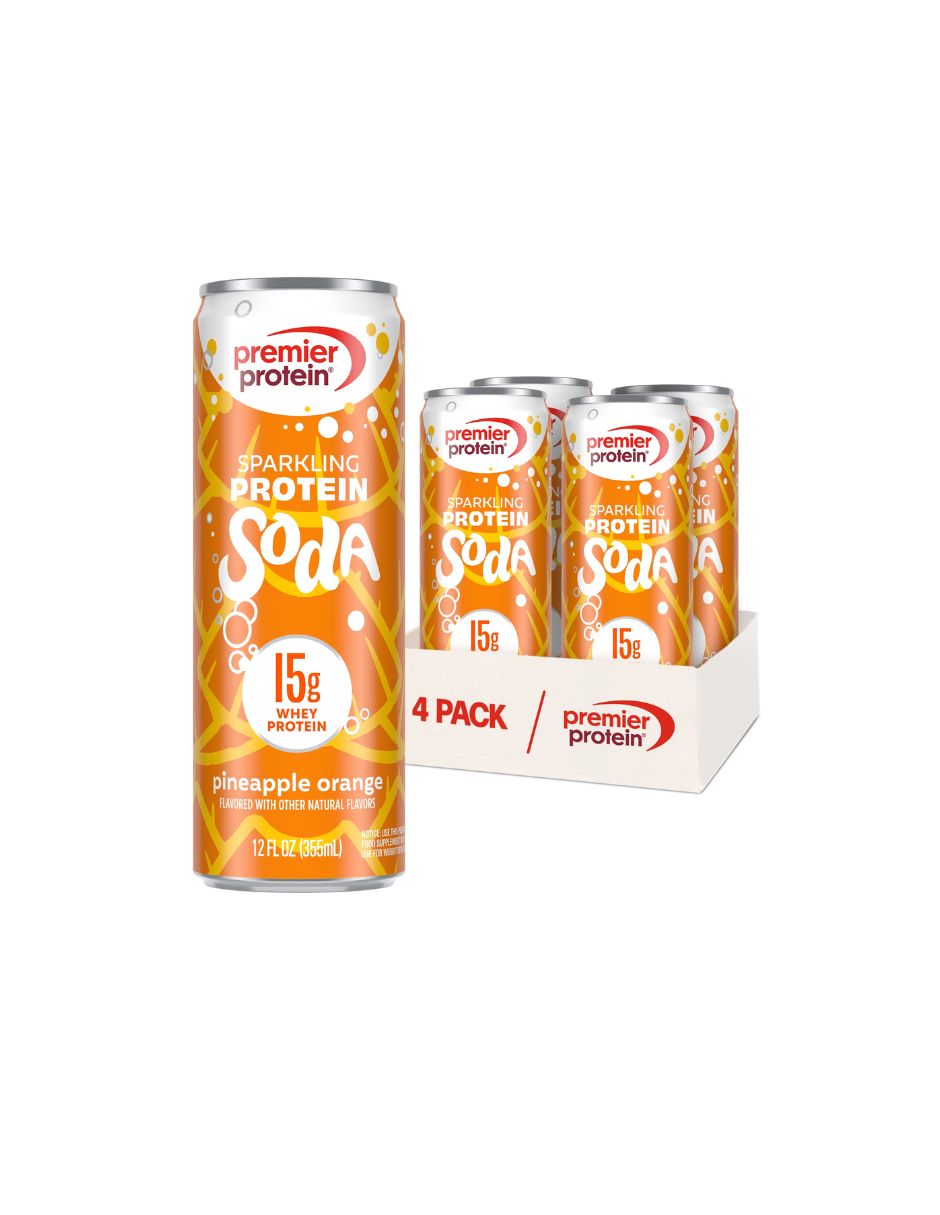 Refresco Premier Protein Piña y Naranja 355 ml x4