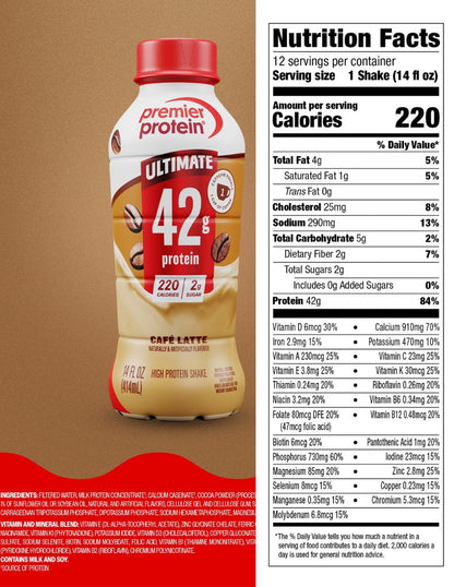 Batido Premier Protein Ultimate Café Latte 414 ml x4