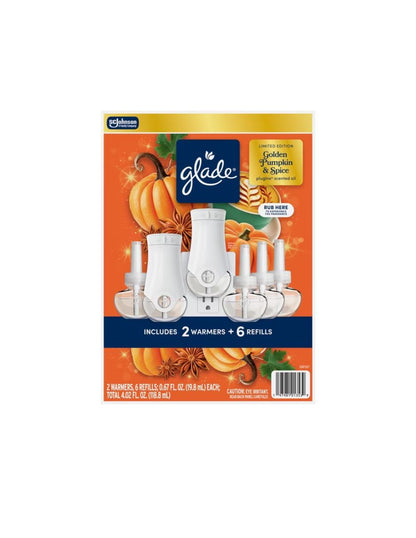 Ambientador Glade Golden Pumpkin Edición Limitada 2 Difusores + 6 Recambios