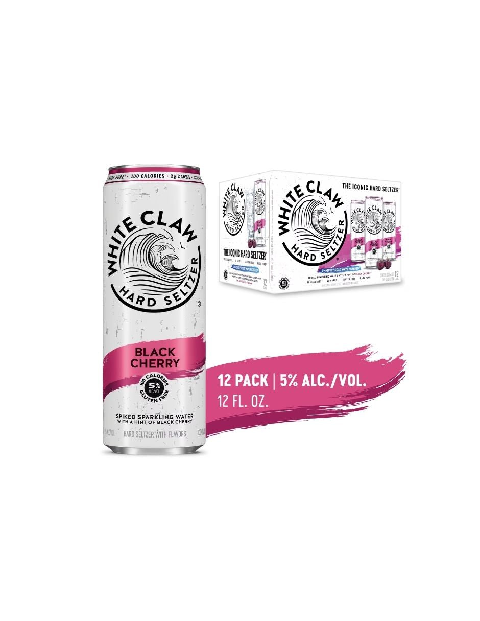 Agua Mineral con Alcohol White Claw Cereza Negra 12 Latas 355 ml