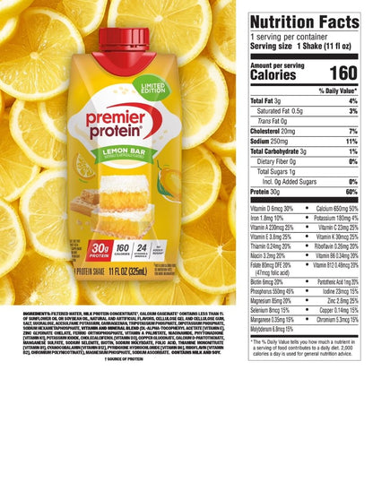 Batido Premier Protein Barra de Limón 4 Pzas 325 ml