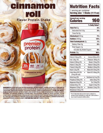 Batido Premier Protein Rollo de Canela 4 Pzas 325 ml