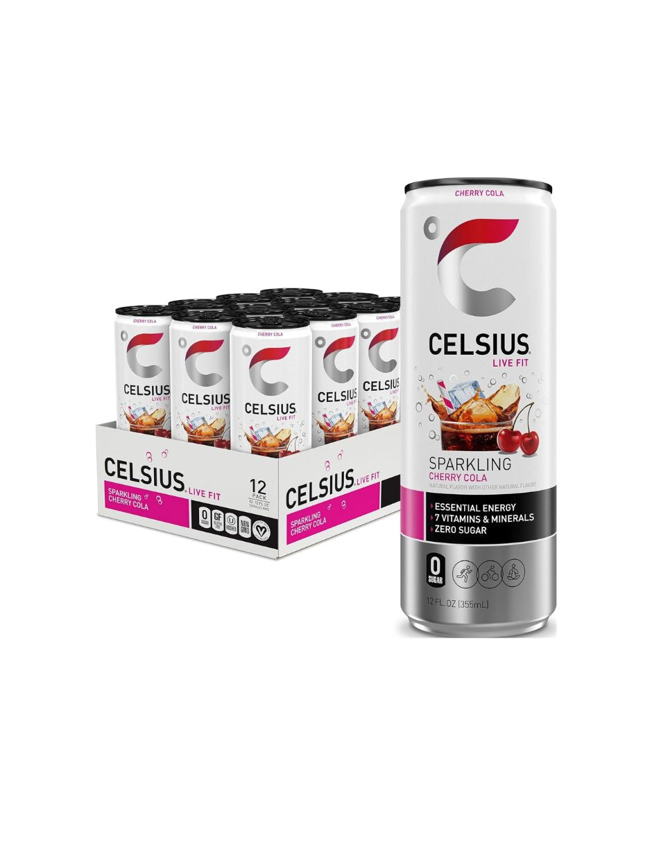 Bebida Energética Celsius Cherry Cola 12 Pzas 355 ml