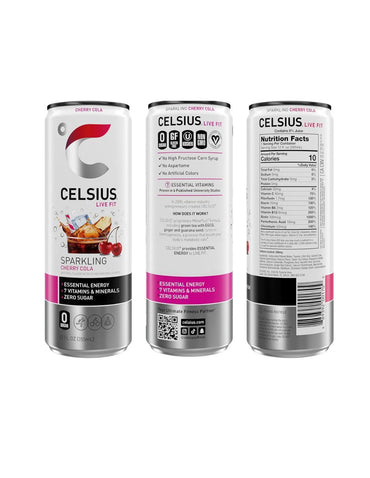 Bebida Energética Celsius Cherry Cola 12 Pzas 355 ml
