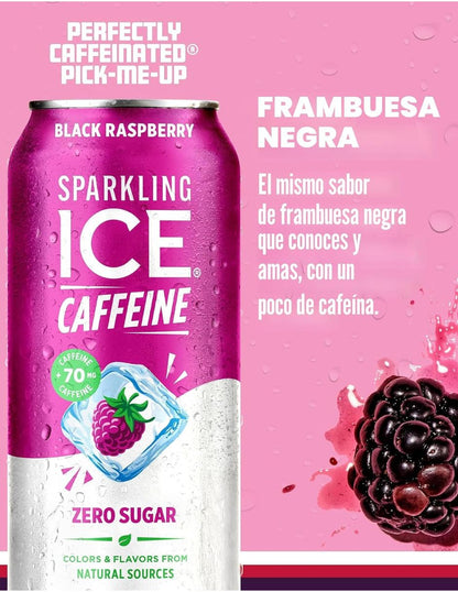 Agua con Gas Sparkling Ice Frambuesa Negra 12 Latas 473 ml