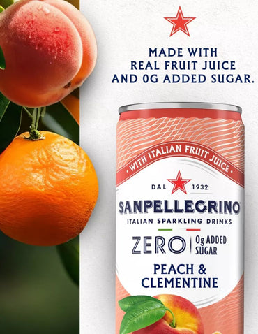 Refresco Sanpellegrino Clementina y Durazno Zero 6 Latas 330 ml