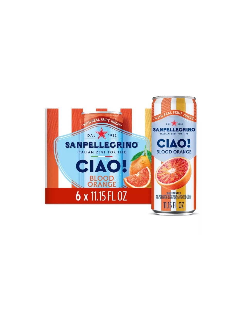 Agua con Gas Sanpellegrino CIAO Naranja Sanguina 6 Latas 330 ml