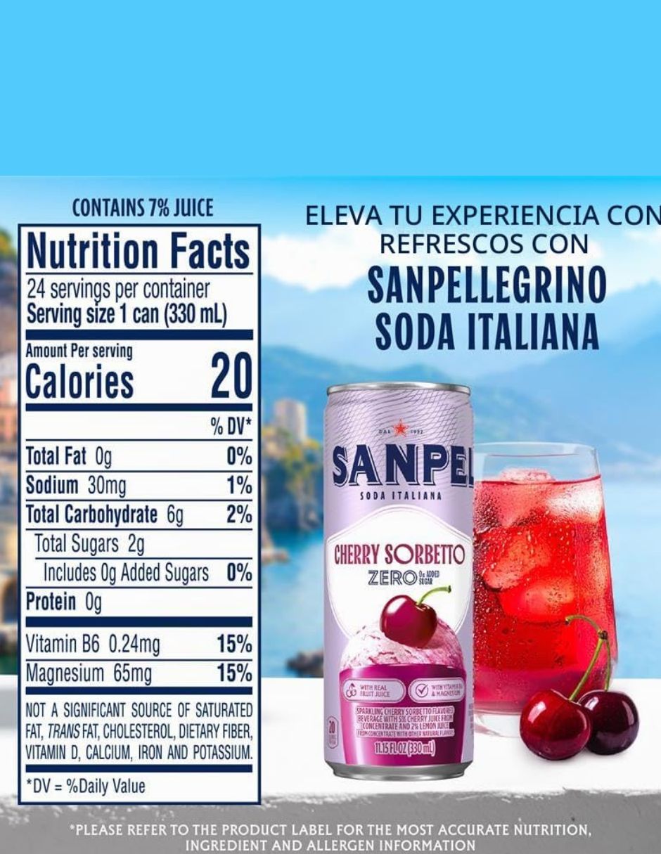Refresco Sanpellegrino Cherry Sorbetto 24 Latas